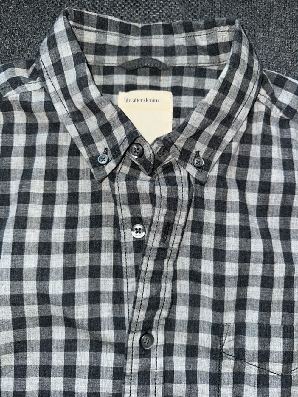 Men's charcoal and gray Check Button-Up cotton Shirt